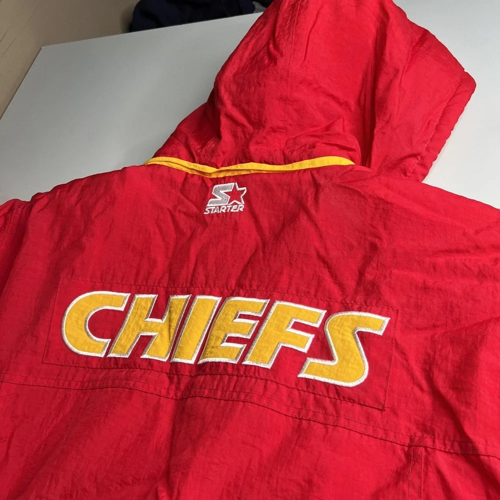 Vintage Kansas City Chiefs Starter NFL Pro Line Puffer Jacket Red Mens XL Hooded